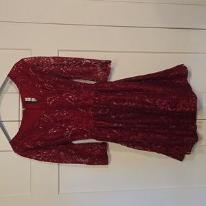 Kensie Red Flare Lace Dress  Size Medium